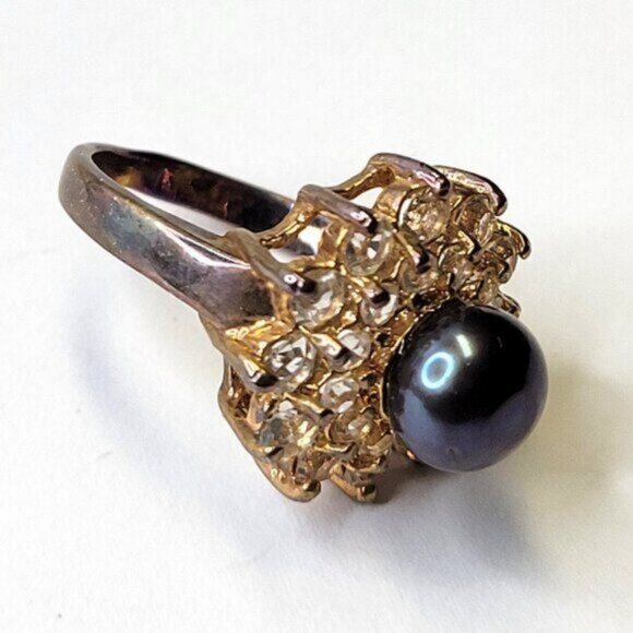 Genuine Small Black Pearl Ring Size 5.25 - Picture 10 of 15